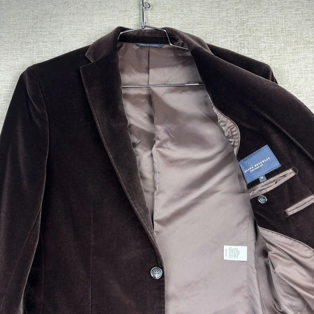 Banana Republic Mens 38R Tailored Fit Velvet Blazer Sport Coat Brown Cotton